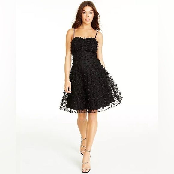 Betsey Johnson bow trim fit & flare cocktail dress, size 8, removable straps,NWT - Picture 1 of 16